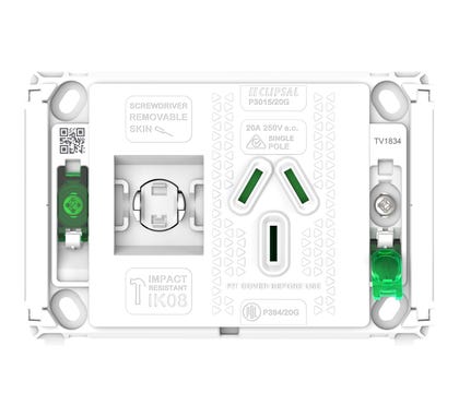 Grid Socket Sw Horiz Single 20A 250V