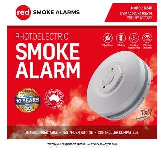 P/E Smoke Alarm 240Vac With 9V Batt B/Up