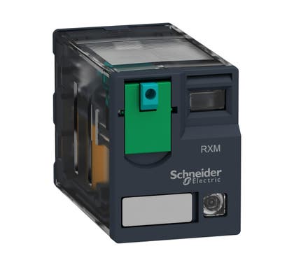 Schneider Electric Harmony Min plug-in relay, 12 Amps, 2 CO, 24 V DC - RXM2AB2BD