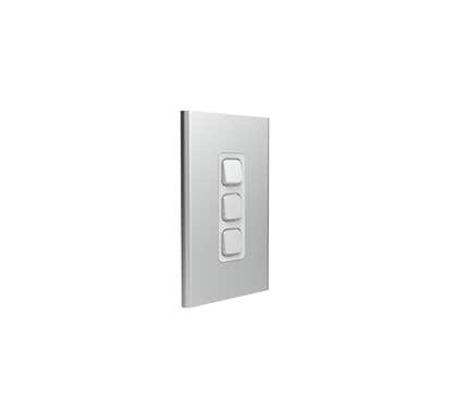 Clipsal Iconic Styl Cover Frame, 3 Switches, Vertical, Silver - S3043C-SV