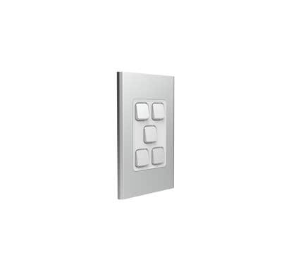 Clipsal Iconic Styl Cover Frame, 5 Switches, Vertical, Silver - S3045C-SV