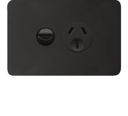 Hager Allure Single GPO 10A Matt Black - WBHP1S-MB