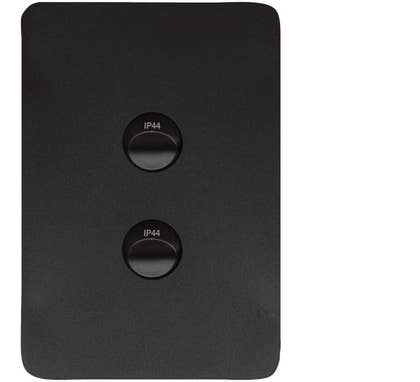 Hager Allure 2 Gang IP44 Plate Vert Matt Black - WBHWSV2-MB