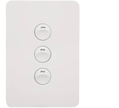 Hager Allure 3 Gang IP44 Plate Vert Matt White - WBHWSV3-MW