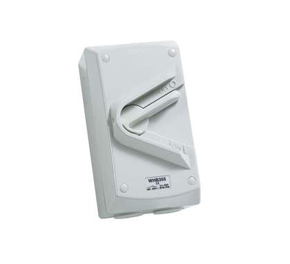 Clipsal Isolator Weatherproof Ip66 3P 55A 500V WHB Series Resistant Grey - WHB355-RG