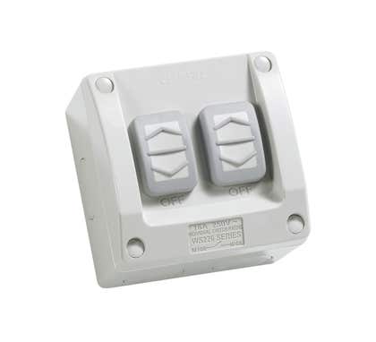 Clipsal Switch 2 Gang Weatherproof Ip66 16A 250V Resistant Grey - WS226/2-RG