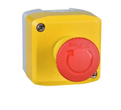 Schneider Harmony Xald, Xalk, Control Station, Plastic, Yellow Lid, 1 Red Mushroom Push Button - XALK178