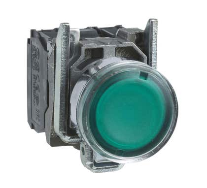 Schneider Harmony Xb4, Illuminated Push Button, Metal, Flush, Green - XB4BW33B5