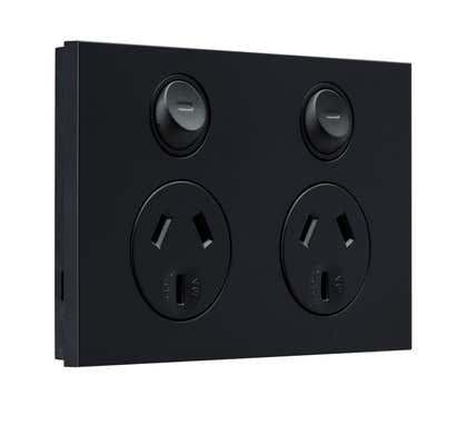 Clipsal Saturn Zen Double Powerpoint Twin 10 Amps 250V - Z4025-ZB