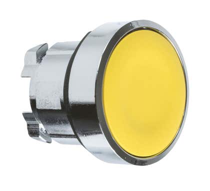 Schneider Harmony XB4 Push Button Head Metal Flush Yellow Ø22 Spring Return Unmarked - ZB4BA5