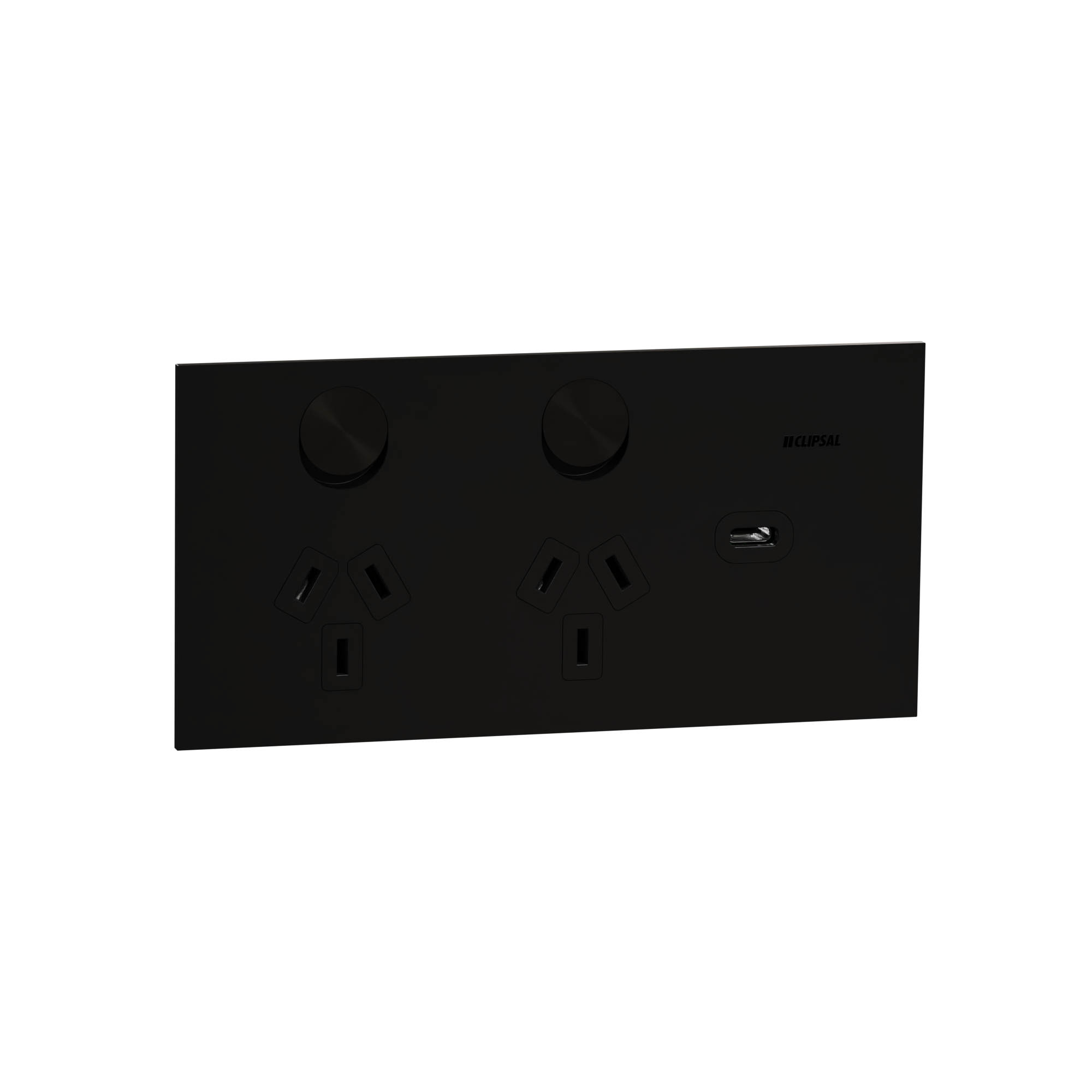 Clipsal 1025USBC-EA Double switched socket + USB charger, Clipsal Solis T Series, horizontal, USB C type, 10A