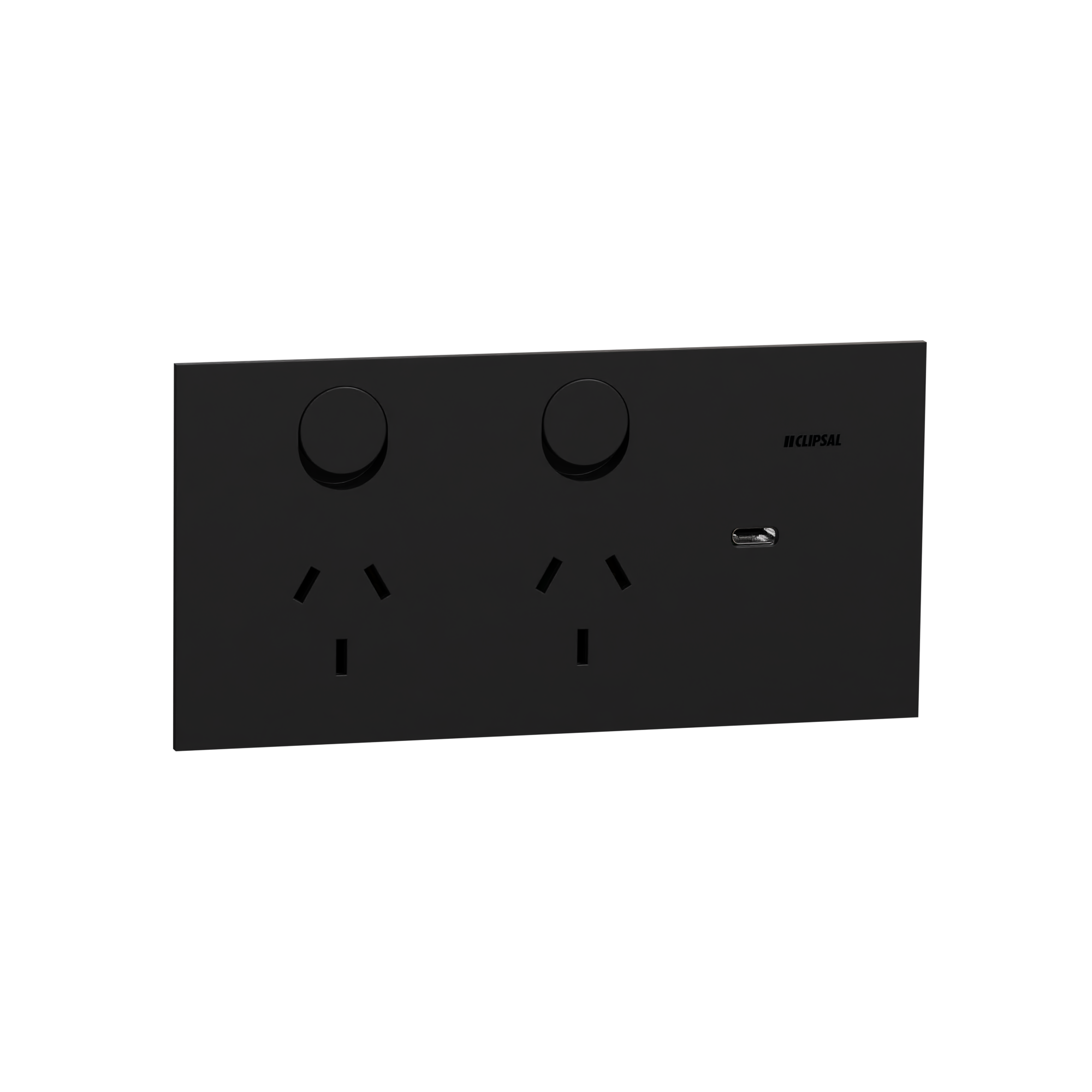 Clipsal 1025USBC-ZB Double switched socket + USB charger, Clipsal Solis, horizontal, USB C type, 10A