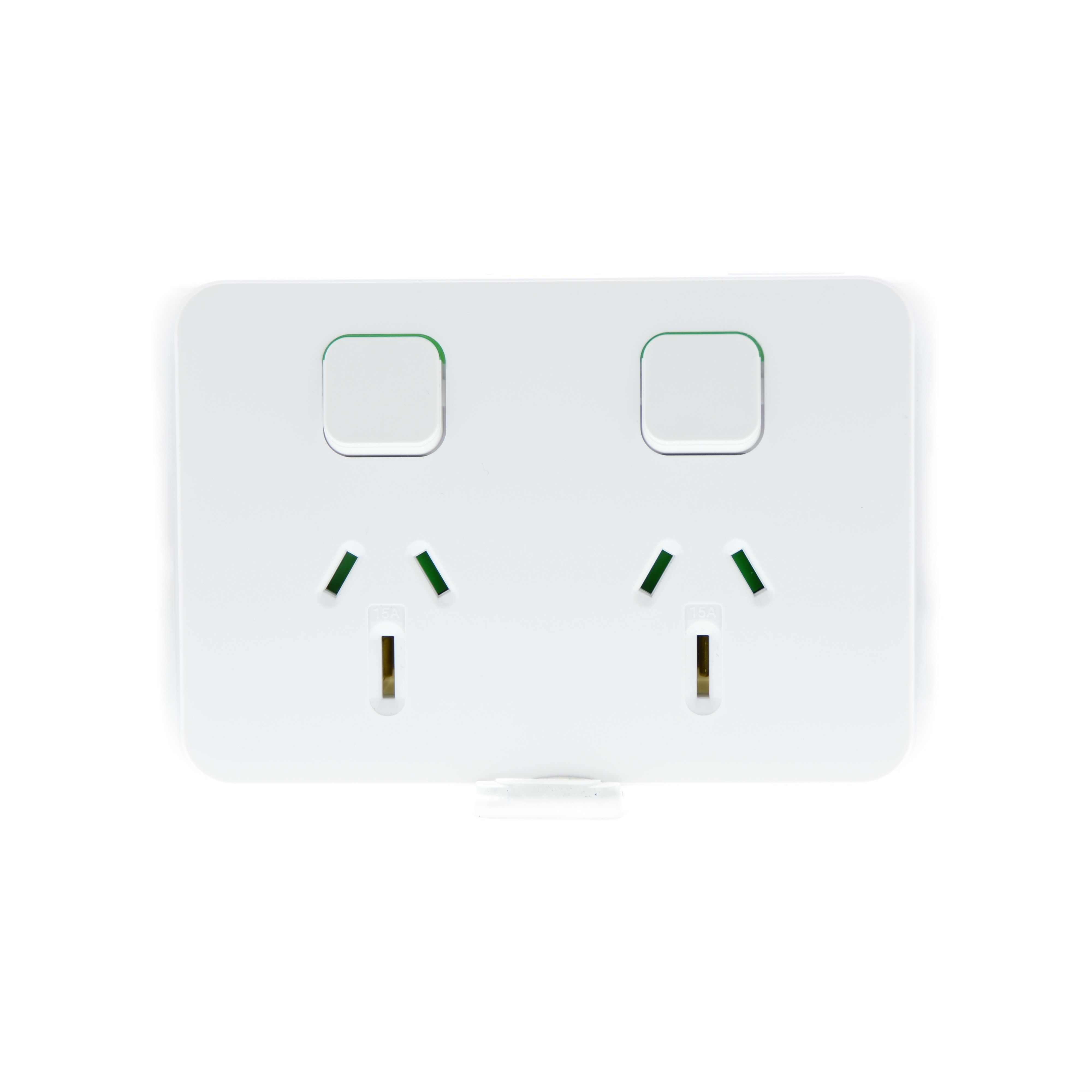 Clipsal Iconic Series 2 Switched Sockets - 15 A - Vivid White - 3025/15-VW
