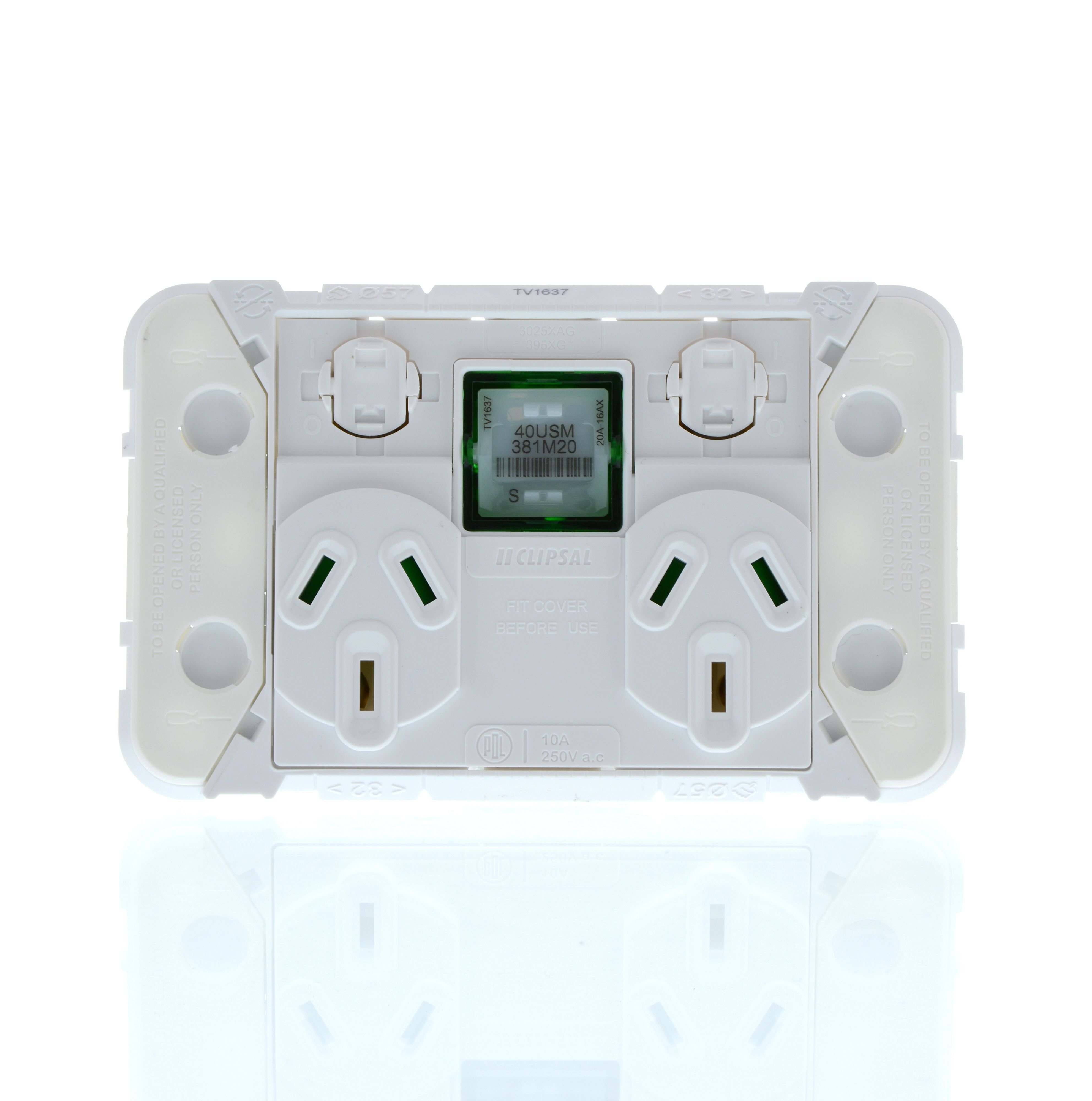 Clipsal Iconic Series 2 Switched Sockets - 1 Switch - 10 A - 3025XAG