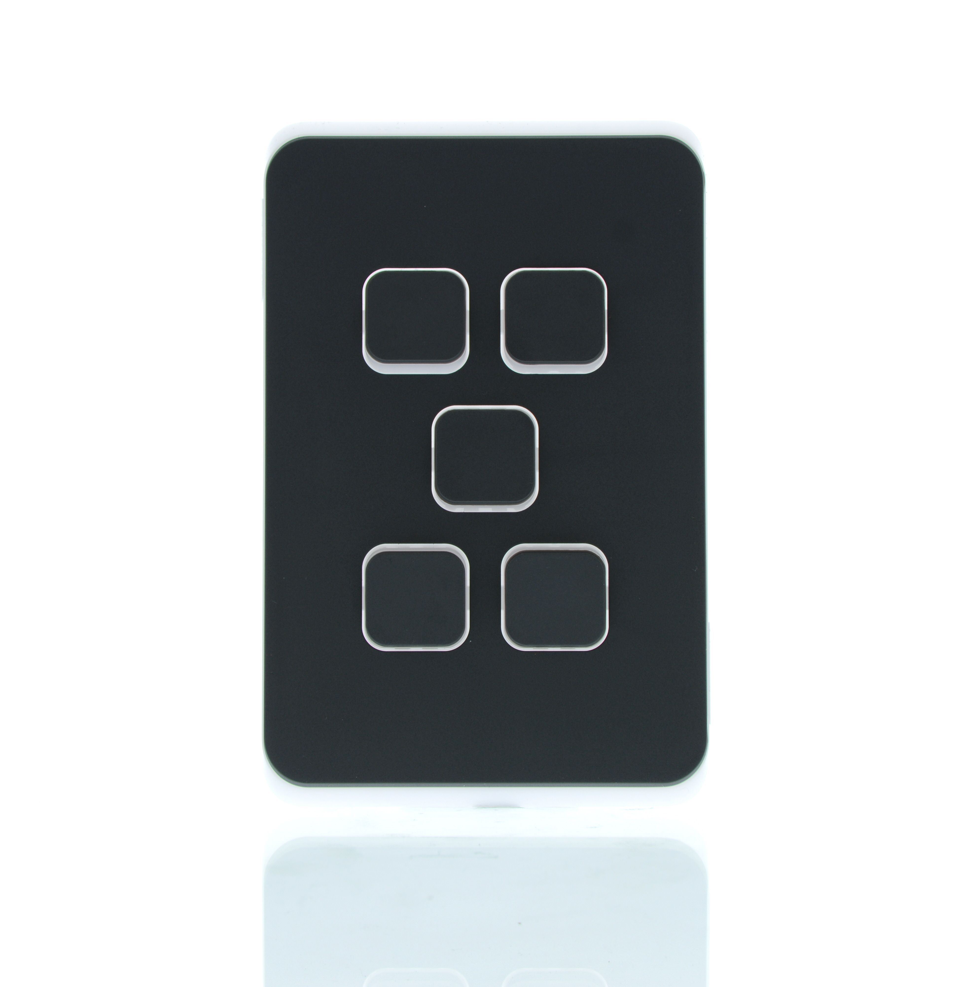 Clipsal Iconic Series Cover Frame - 5 Switches - Anthracite - 3045C-AN
