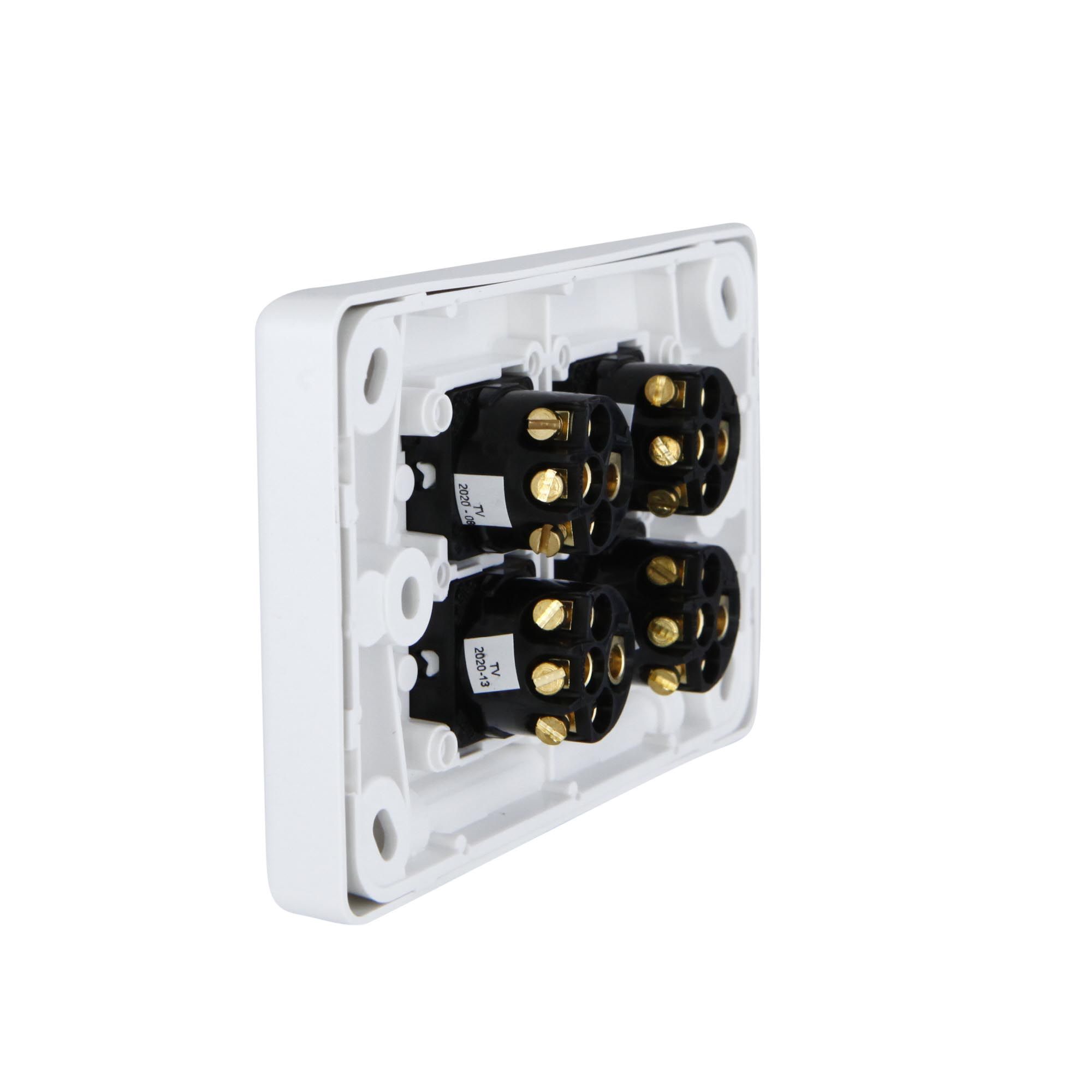 Clipsal Classic C2000 Series Switch 4 Gang Horizontal 10A White - C2034HA-WE