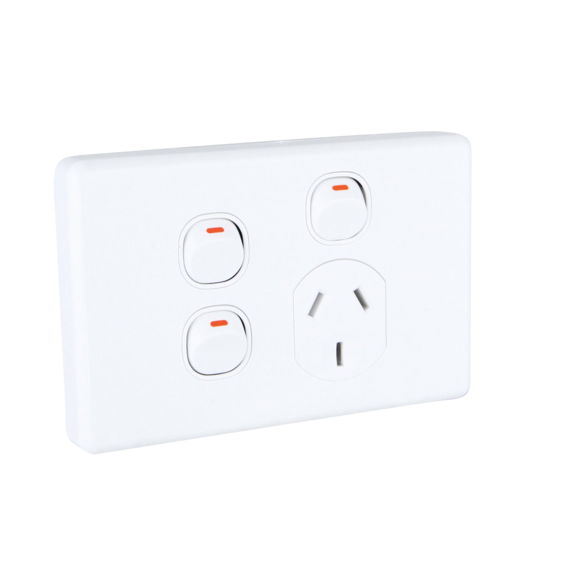 Clipsal Classic C2000 Series Single Powerpoint With 2 Extra Switches White - C2015XX-WE