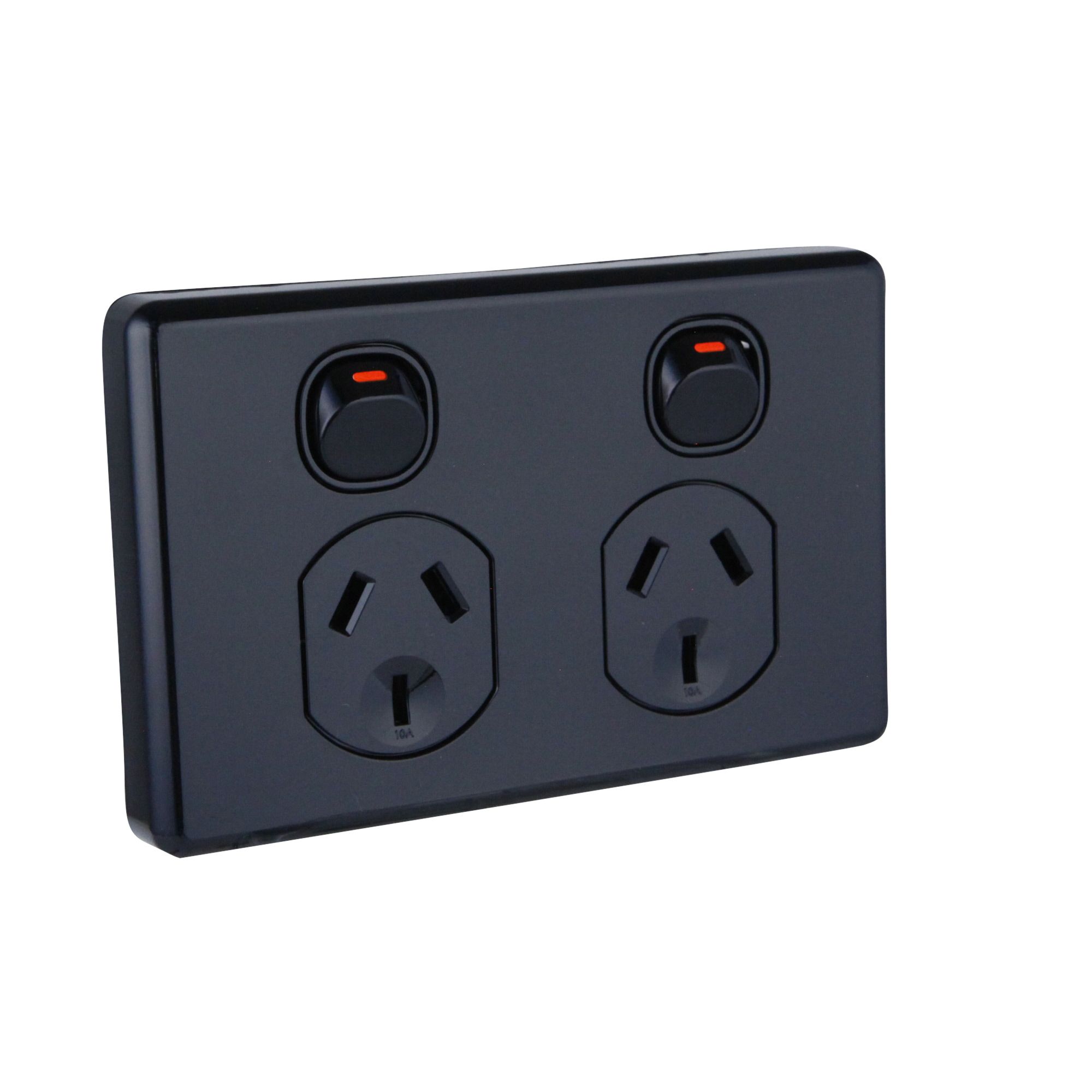 Clipsal Classic C2000 Series Powerpoint Swt Twin 10A 250V Black - C2025-BK