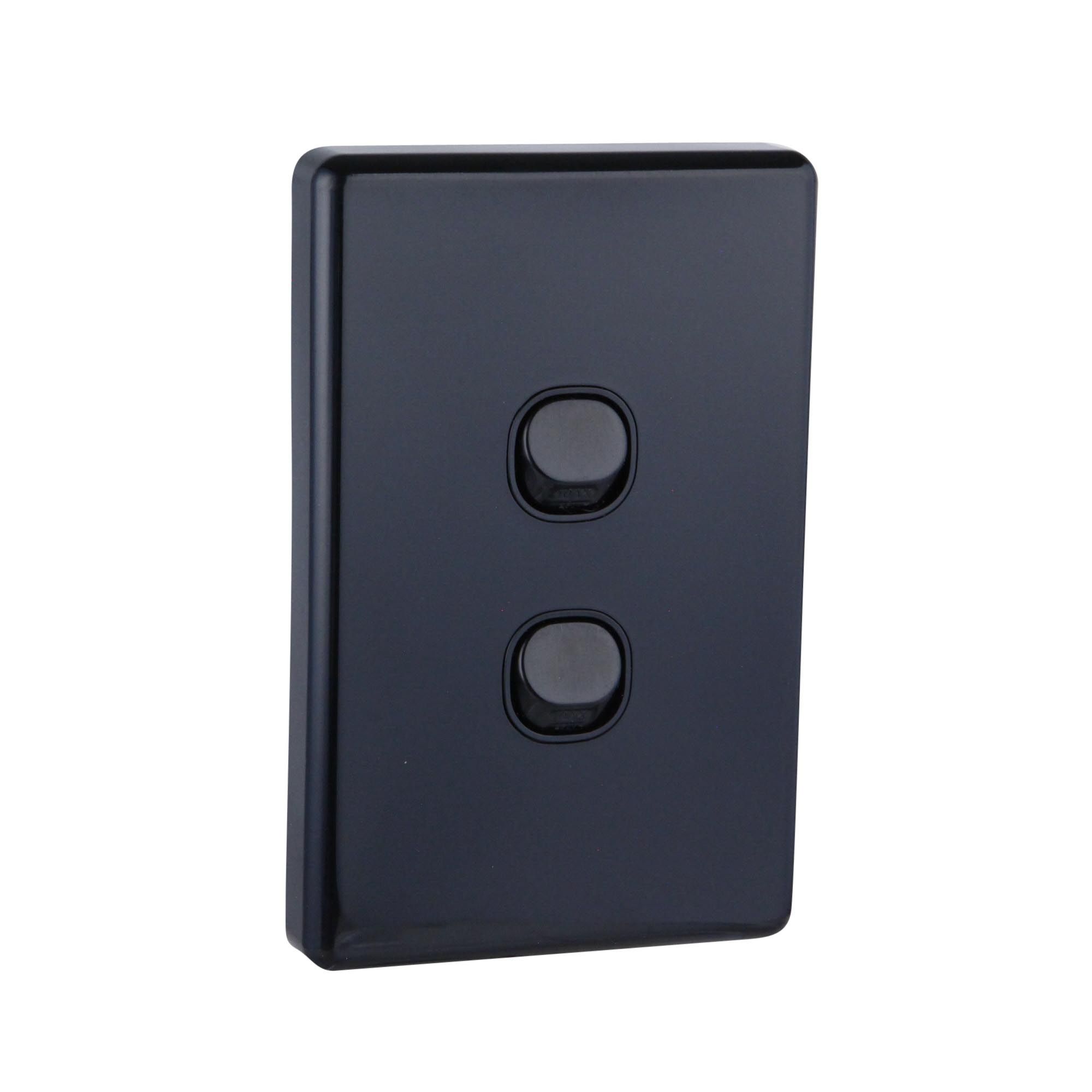 Clipsal Classic C2000 Series Switch 2 Gang Vertical 10A Black - C2032VA-BK