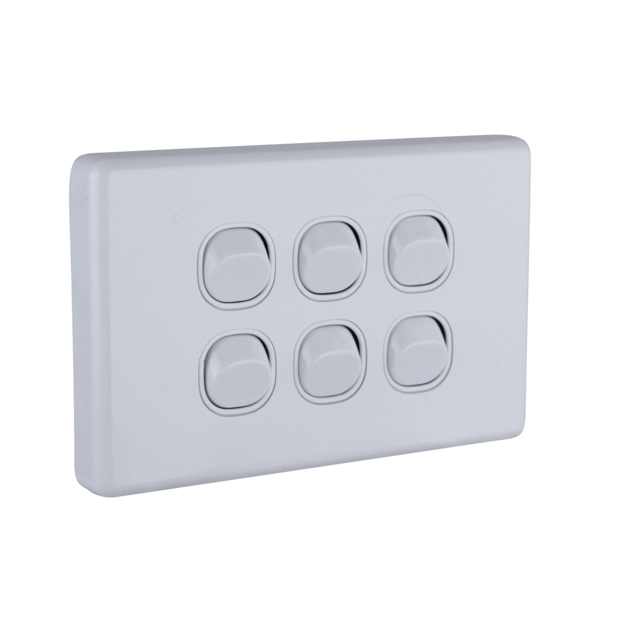 Clipsal Classic C2000 Series Switch C2000 - Assembled - Horizontal - 6-Gang - 250 V - 10 Ax - White Electric - C2036HA-WE