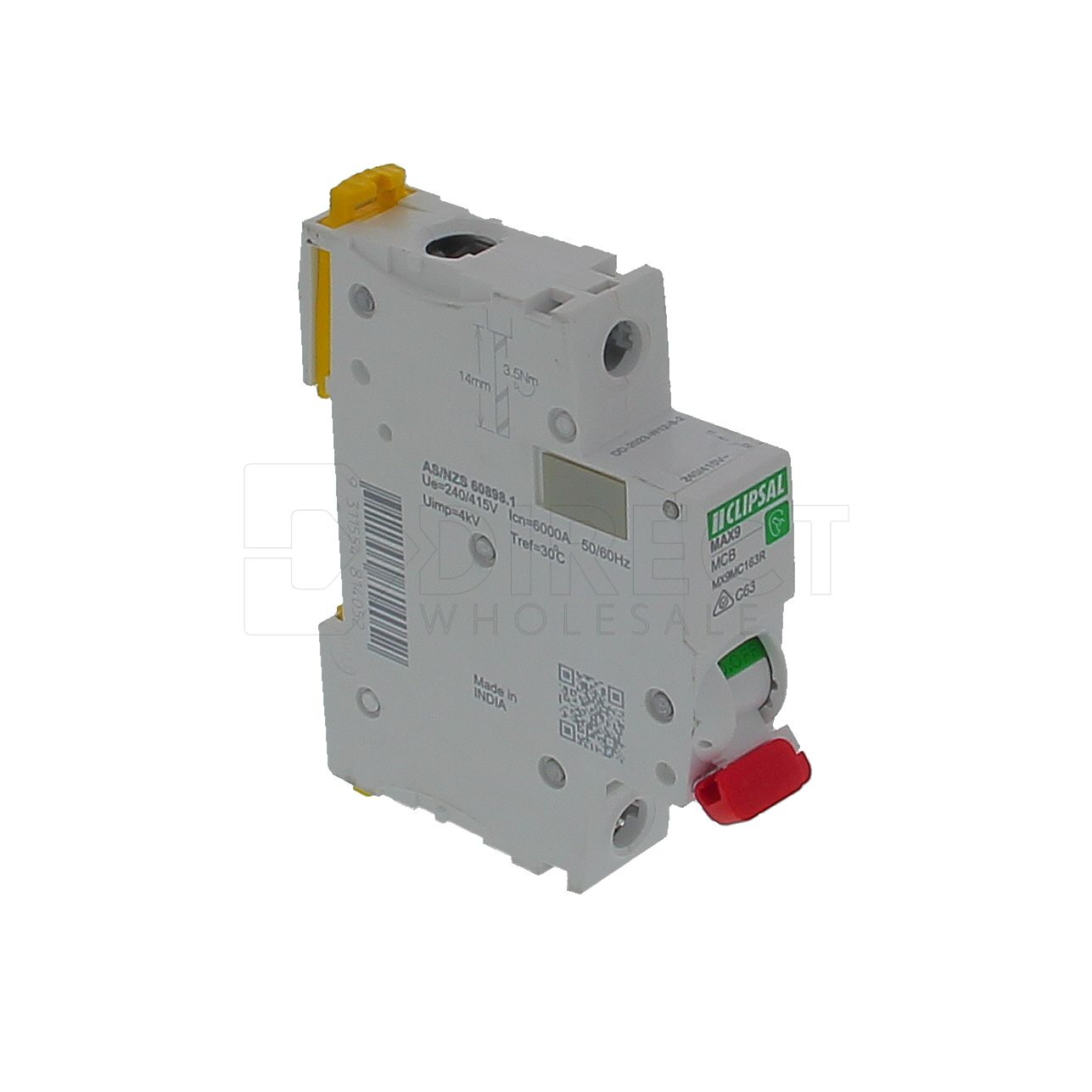 Clipsal MAX9 MCB Red Handle 1P C 63A 6000A - MX9MC163R