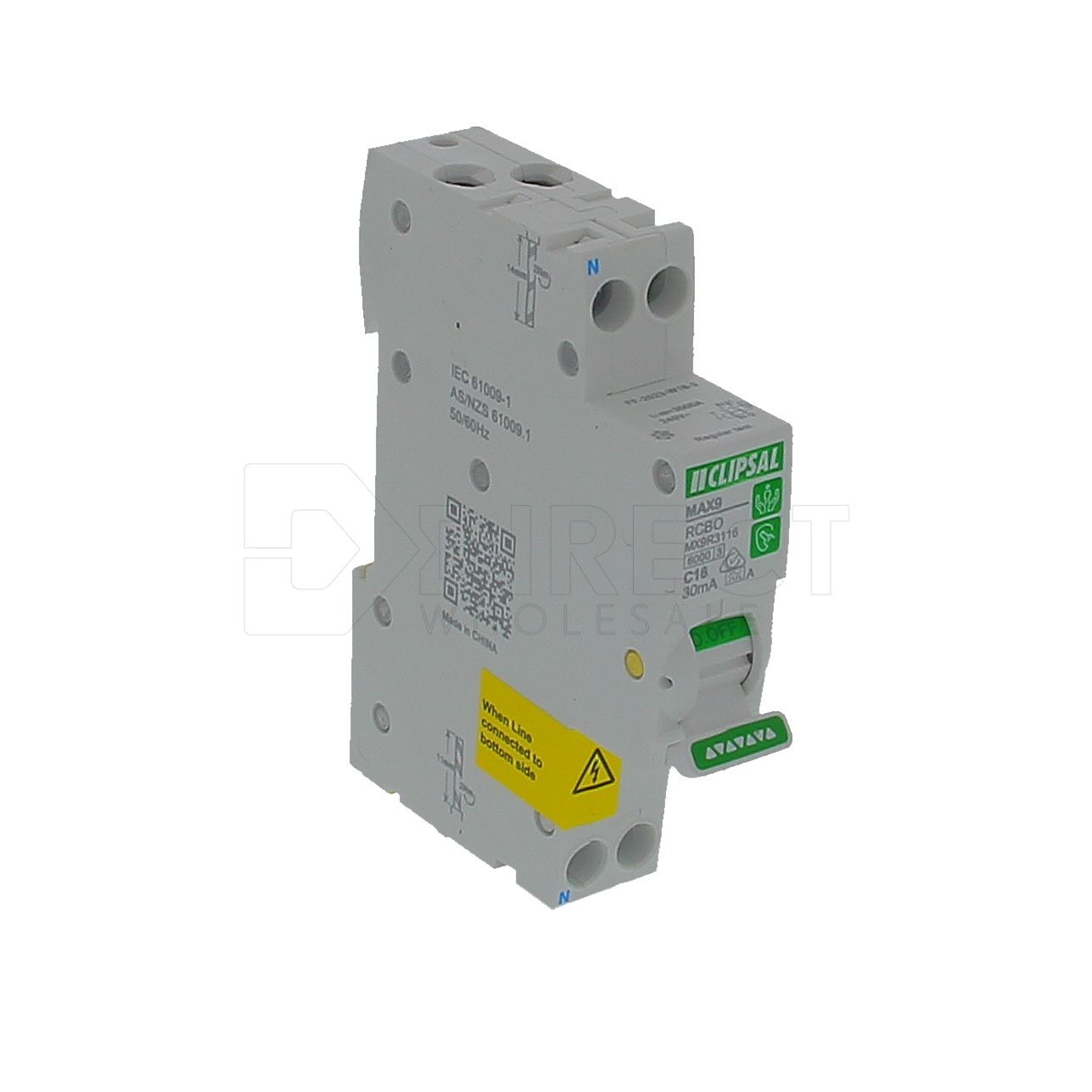 Clipsal MAX9 RCBO 1PN C 16A 30mA A SLIM - MX9R3116