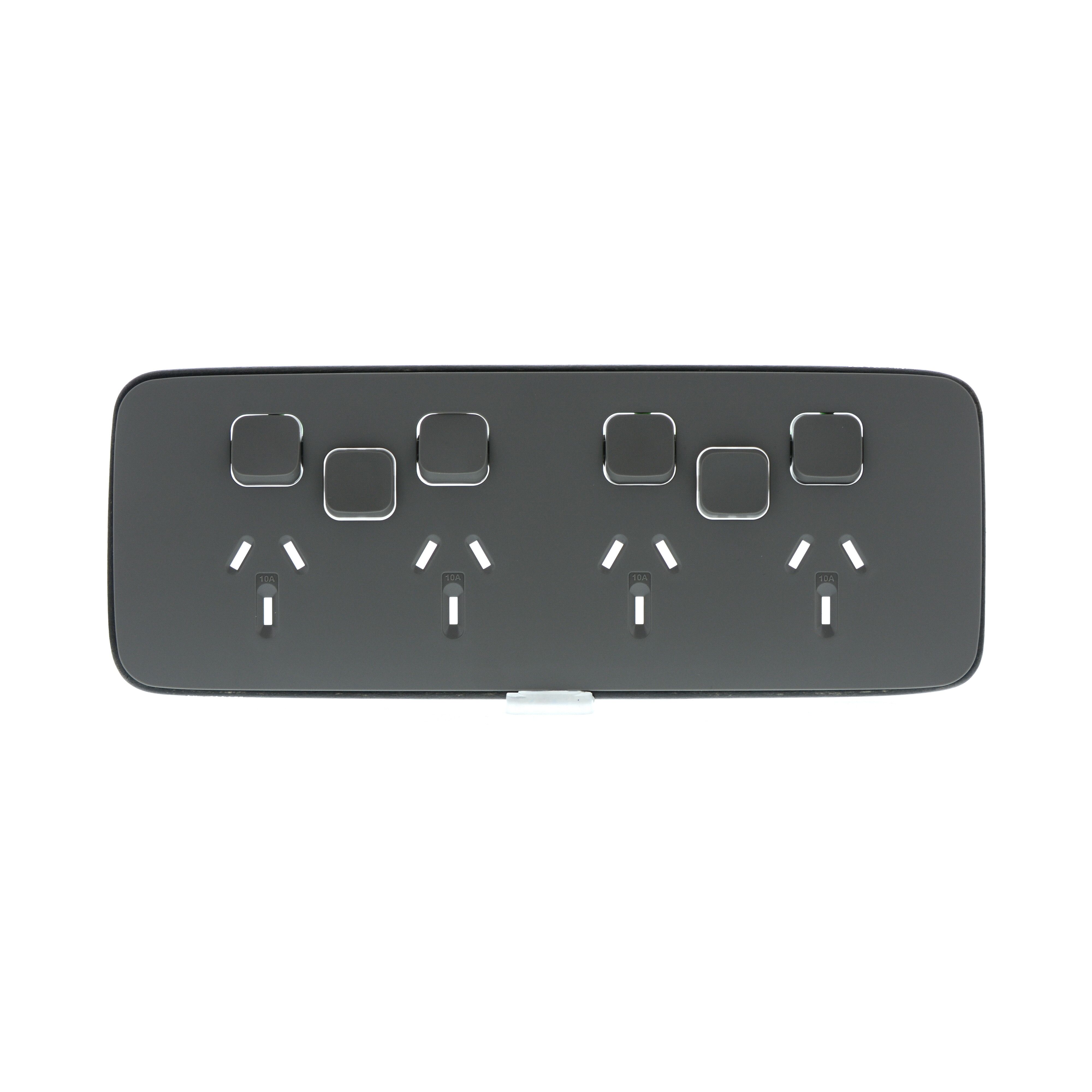Clipsal Iconic Essence Cover Frame, 6 Switches & 4 Sockets, 10 A, Horizontal, Ash Grey - E3015/4XXUAC-AG