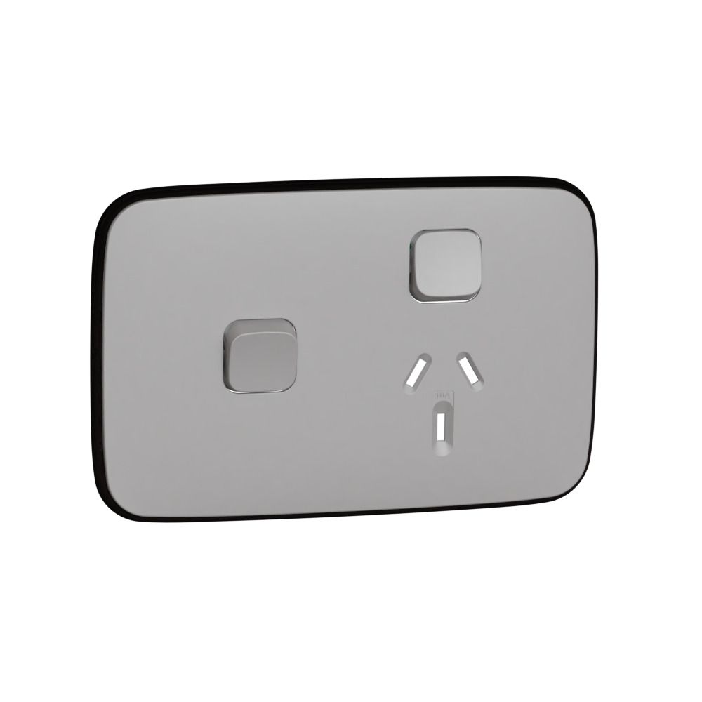 Clipsal Iconic Essence Cover Frame, 2 Switches & 1 Socket, 10 A, Horizontal, Ash Grey - E3015XC-AG