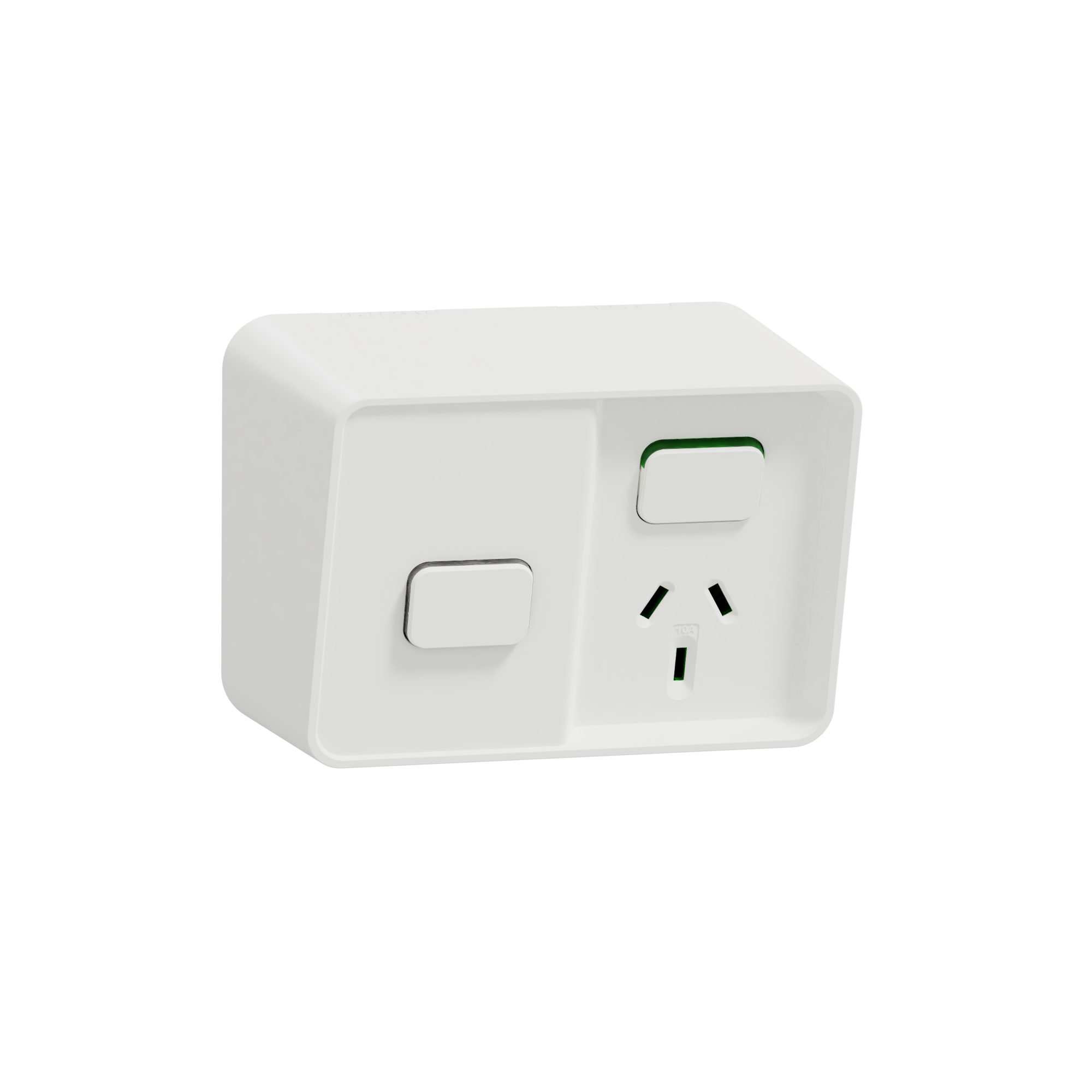 Clipsal Iconic Outdoor, Single, Switched socket outlet, with timer, 10A, 250V, Extra Switch White - O3015T-XW