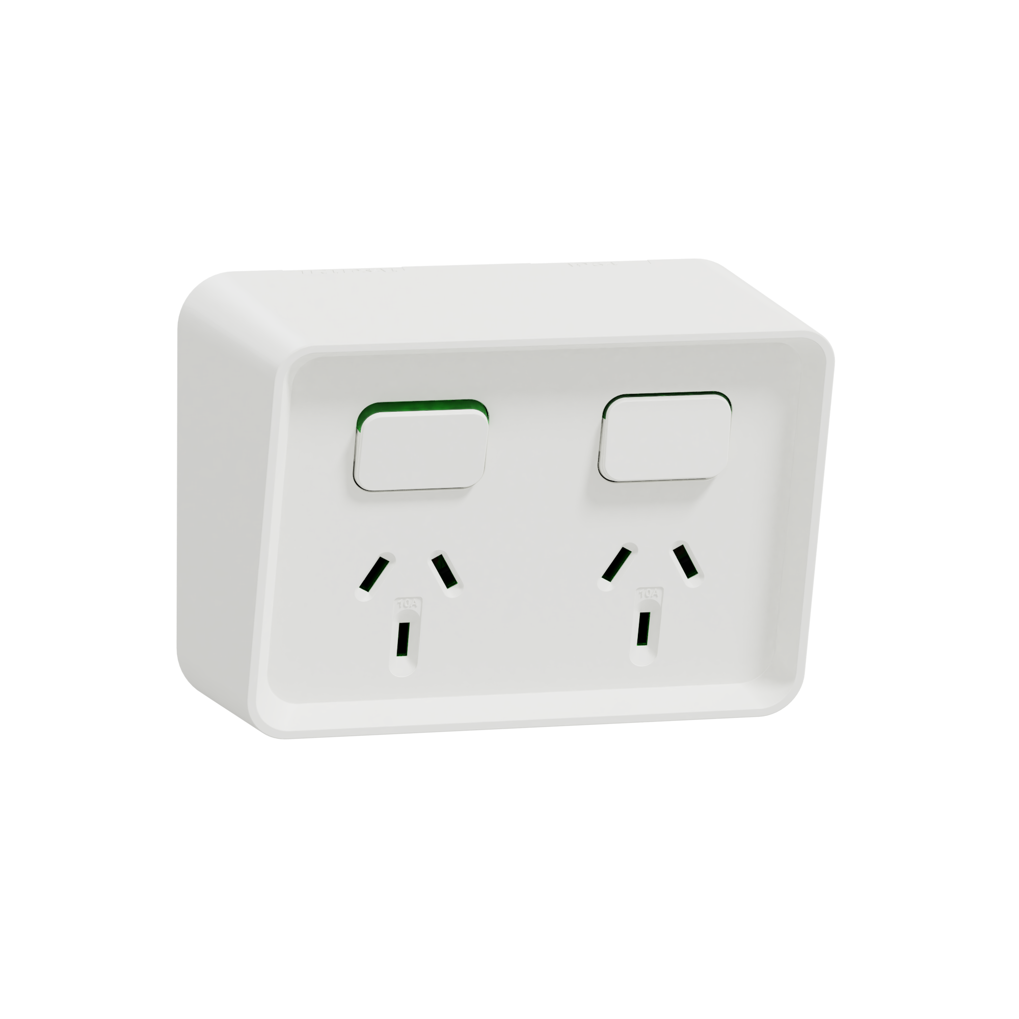 Clipsal Iconic Outdoor, Twin, Switched socket outlet, horizontal, 10A, 250V, Extra White - O3025-XW