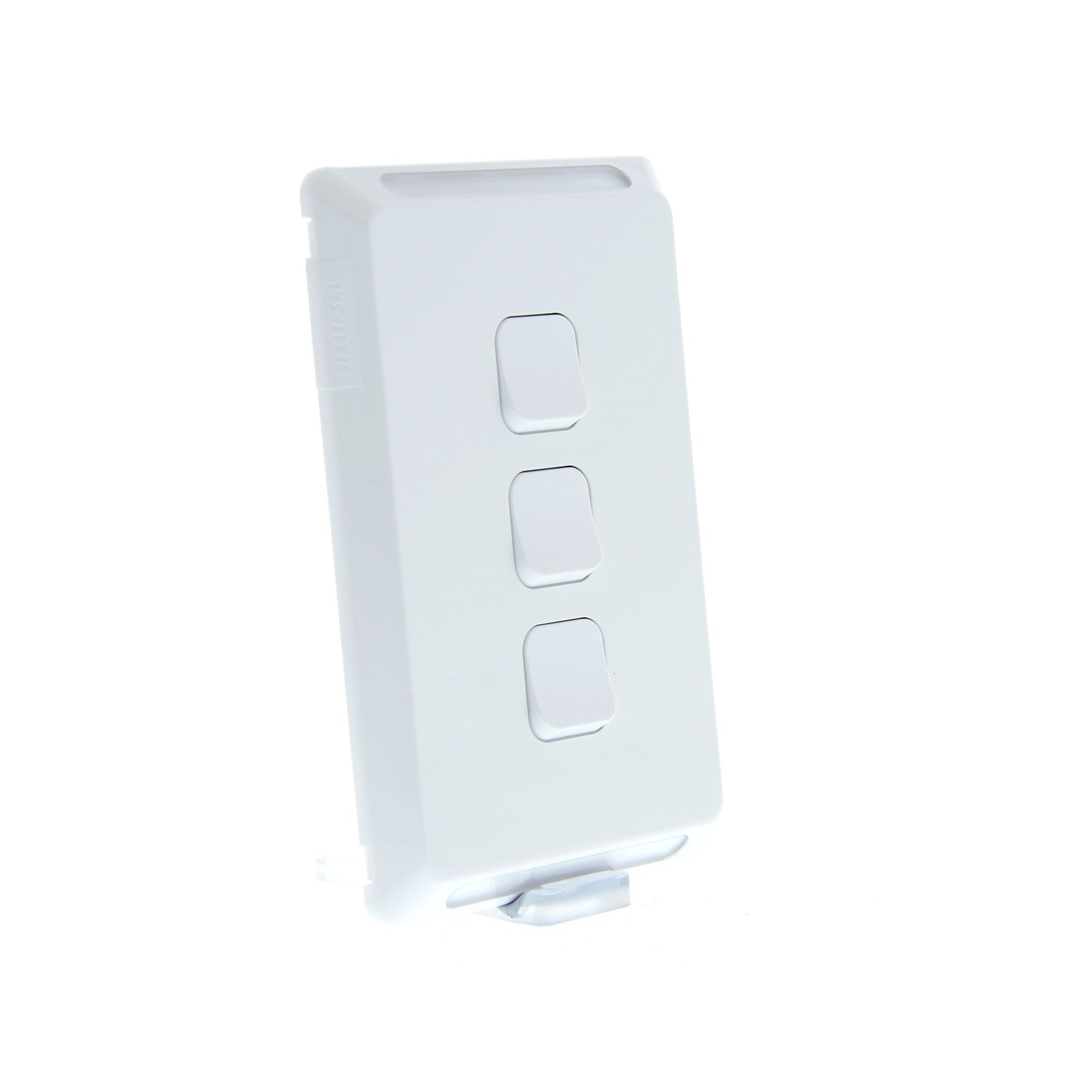Clipsal Pro Series, 3 switches, vertical, 1 or 2 way, 20 A / 16 AX, White - P3043VA-XW