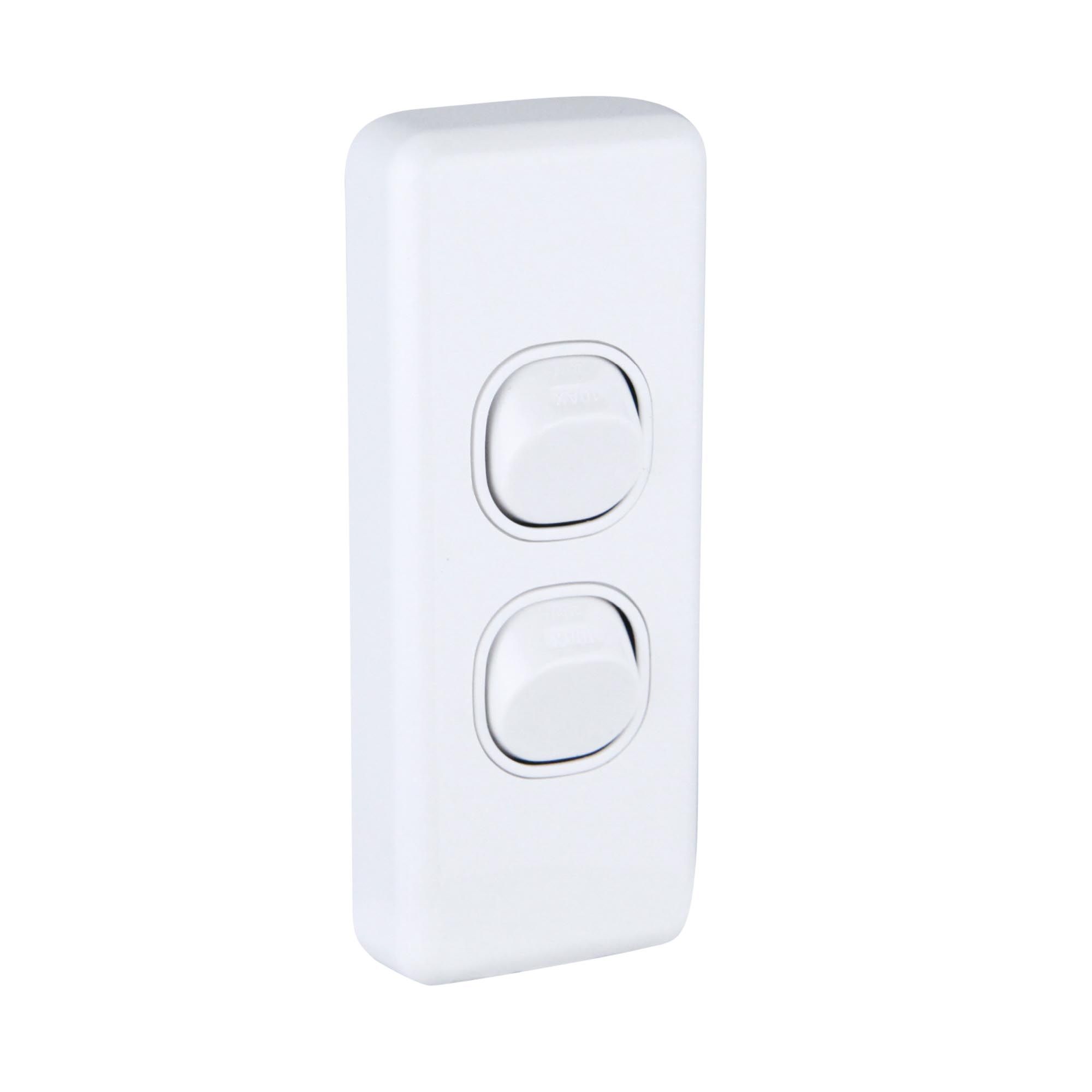 Clipsal Classic C2000 Series Two Gang Flush Light Switch 10Amp Vertical Architrave White - C2032A-WE